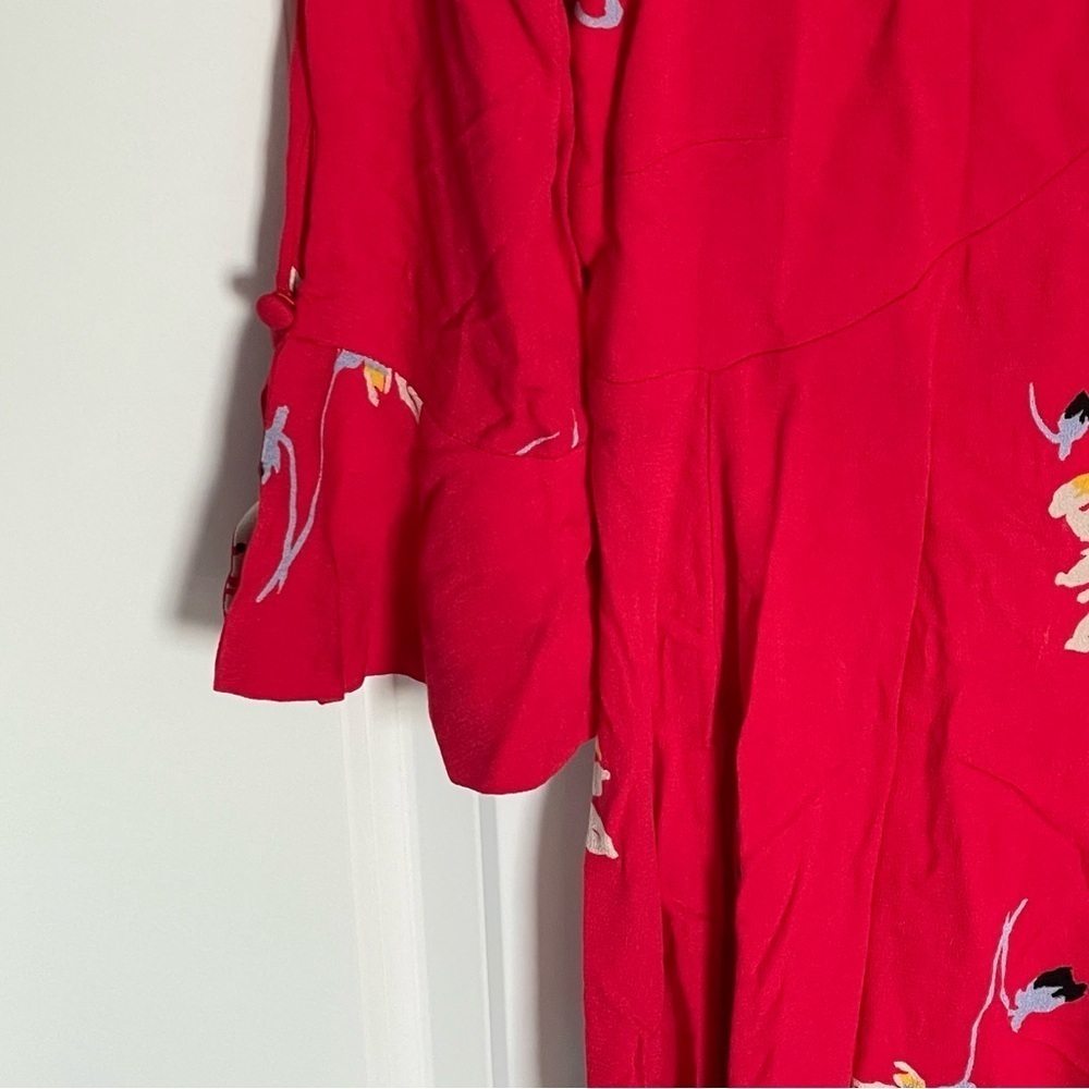 Free People Time On My Side Red Floral Print Wrap Mini Dress - 35555 - Picture 7 of 14